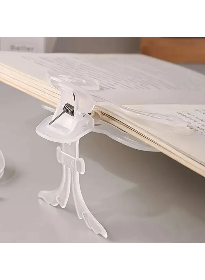 مشبك صفحات ثقيل أبيض غير قابل للانزلاق، مثبت صفحات مضاد للانقلاب، حامل كتب شفاف. - Image 5